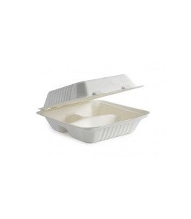 Lunch Box 2-3C - Hinged - Sugarcane Fibre - Carton of 200